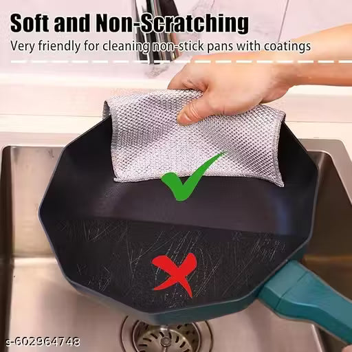 Non-Scratch Double-Layer Steel Wire Dish Cloth .