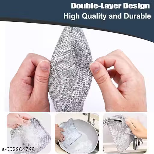 Non-Scratch Double-Layer Steel Wire Dish Cloth .