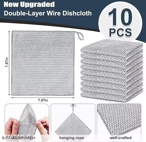Non-Scratch Double-Layer Steel Wire Dish Cloth .