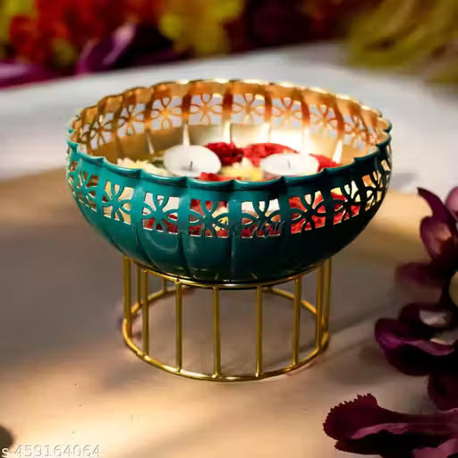 Green Urli Bowl with Stand for Home Décor & Table Decoration.