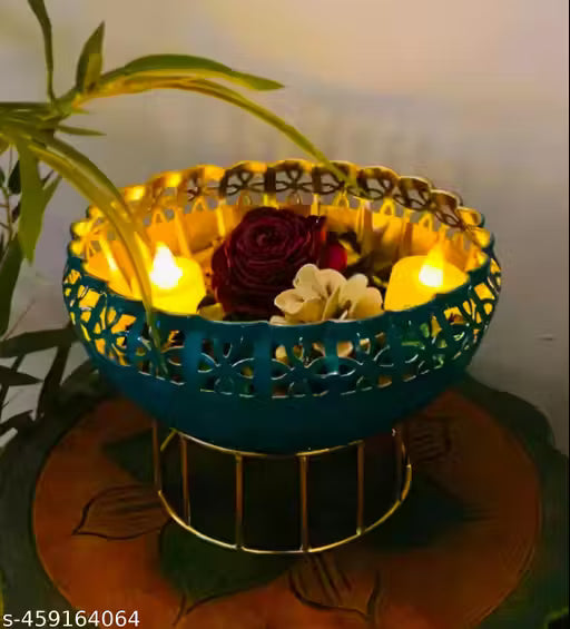 Green Urli Bowl with Stand for Home Décor & Table Decoration.